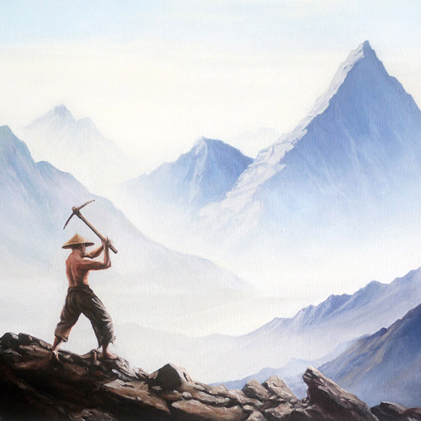 custom oil painting of Yugong yishan 愚公移山 The Foolish Old Man Removes the Mountains