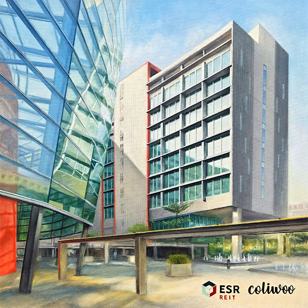 Commissioned architectural painting as a corporate gift for a real estate client