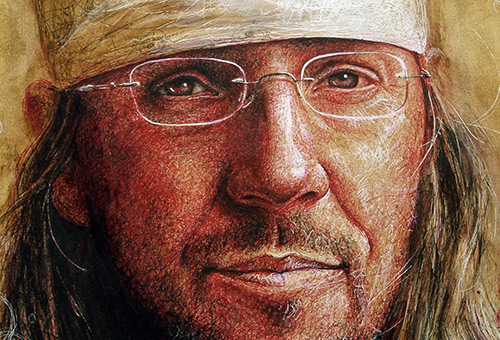 David Foster Wallace - portrait drawing of famous writers by Singapore pen artist Liu Ling